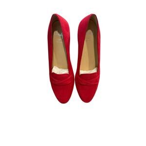 Amalfi by Rangoni Red Suede Twist-Knot Loafers, Made in Italy, New original box